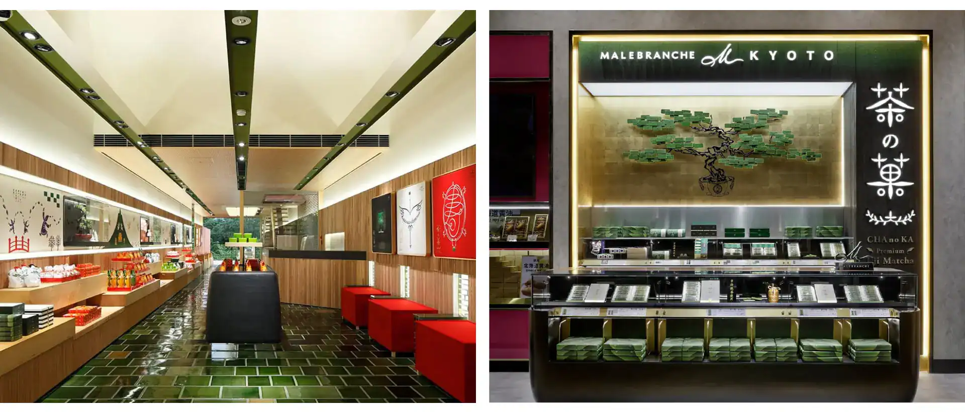 清水坂店(左)與關西機場第一航廈(右)店景圖。